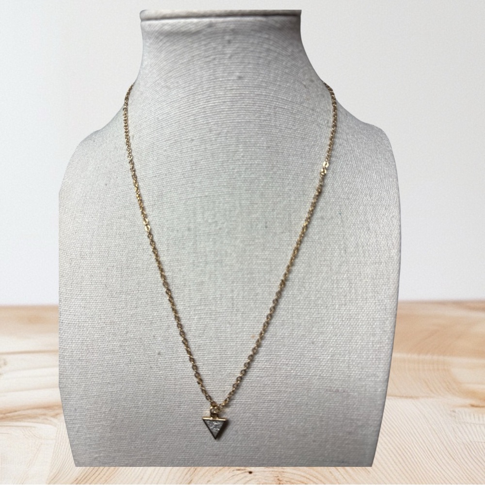 Charming Charlie Gold Triangle Pendant Necklace